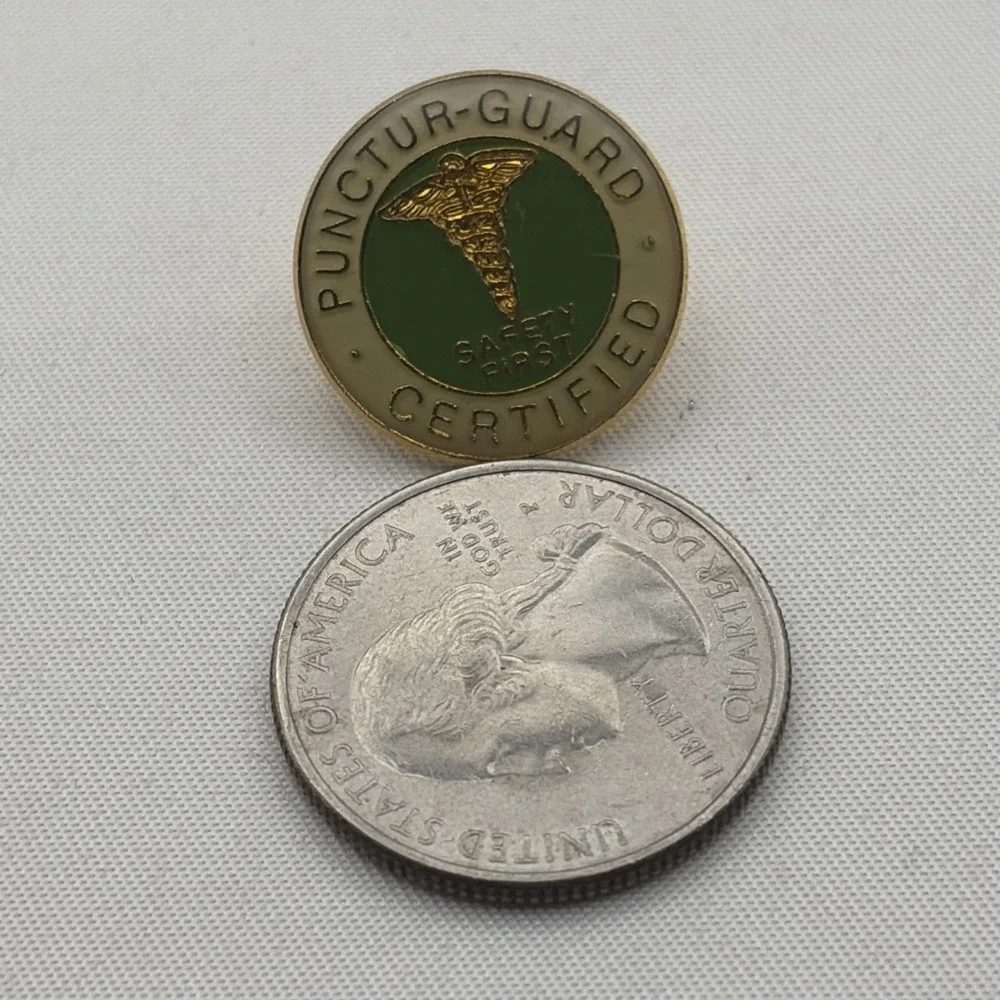 Punctur-Guard Certified Safety First‎ Medical Health Hospital Lapel Hat Pin